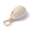 Natural Cowrie Shell Pendants PALLOY-JF02681-01-4