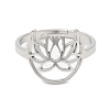 Non-Tarnish 304 Stainless Steel Hollow Lotus Adjustable Ring for Women RJEW-M149-30P-1
