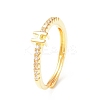 Clear Cubic Zirconia Initial Letter Adjustable Ring RJEW-C052-01G-H-1
