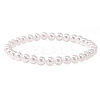 Plastic Imitation Pearl Brass Round Beads Stretch Bracelets for Women QZ7460-6-1