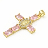 Rack Plating Brass Pave Cubic Zirconia Pendants KK-U029-01G-03-2