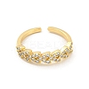 Wheat Brass Micro Pave Clear Cubic Zirconia Open Cuff Rings RJEW-G309-22G-2