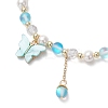 Frosted Dyed Synthetic Moonstone & Shell Pearl Round Beads Stretch Bracelets BJEW-JB11822-02-3