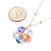 Glass Beaded Flower Pendant Necklace with Satellite Chain NJEW-JN03842-7