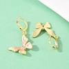Butterfly Brass Micro Pave Clear Cubic Zirconia Hoop Earrings EJEW-B154-02G-2