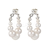 Shell Pearl Beaded Dangle Stud Earrings EJEW-JE06362-02-2