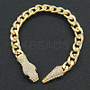 Alloy Black Rhinestone Cuban Link Chain Bracelets for Women WGC9FDE-01-1