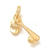 Brass Clear Cubic Zirconia Baseball Bat & Hat European Dangle Charms KK-U048-12G-1