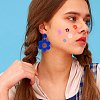 6 Pairs 6 Colors Flower Acrylic Dangle Stud Earrings with Steel Iron Pins for Women EJEW-AN0004-03-6
