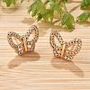 Butterfly Brass Micro Pave Clear Cubic Zirconia Stud Earrings for Women EJEW-G428-07G-1