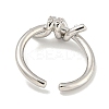 Rack Plating Brass Micro Pave Cubic Zirconia Knot Open Cuff Rings for Women RJEW-I104-14P-3