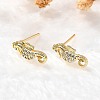 Sea Horse Brass Micro Pave Cubic Zirconia Ear Studs EJEW-D304-38G-5