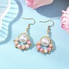 Paw Print Imitation Pearl & Glass Seed Beads Dangle Earrings EJEW-MZ00386-01-1
