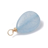 Copper Wire Wrapped Natural Aquamarine & Natural Cultured Freshwater Pearl Beads Pendants PALLOY-JF03645-05-4