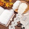 2 Styles Flower & Butterfly Organza Lace Trim with Resin Imitation Pearl Beads OCOR-PH0004-62-5