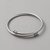 304 Stainless Steel Round Rope Chain Cuff Bangle for Women BJEW-WH0020-36P-1