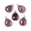 Natural Amethyst Faceted Teardrop Pendants G-I382-01G-09-1