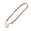 Natural Rose Quartz Triangle Pendant Necklace with Waxed Cord for Women NJEW-G093-01G-3