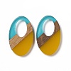 Transparent Resin & Walnut Wood Pendants RESI-M027-02J-2