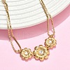 304 Stainless Steel Micro Pave Clear Cubic Zirconia Daisy Link Bracelets BJEW-F533-01B-G-3
