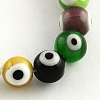 Round Handmade Evil Eye Lampwork Beads Strands LAMP-R114-8mm-12-1