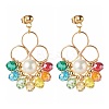 Flower Colorful Glass Beads Dangle Earrings for Girl Women X1-EJEW-TA00010-1