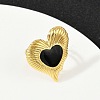 Heart 304 Stainless Steel Enamel Finger Rings for Women RJEW-G355-09G-4