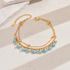 Fashionable Vintage Beach Style Brass Cubic Zirconia Double Layer Tassel Ball Adjustable Ladies Anklets ED6281-6-1