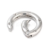 Brass Micro Pave Clear Cubic Zirconia Spring Gate Rings KK-M293-54P-2