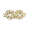 Brass Pave Clear Cubic Zirconia Infinity Connector Charms KK-M293-46G-1