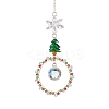 Christmas Wire Wrapped Glass Beads Ring Hanging Ornaments HJEW-TA00202-1