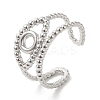 Non-Tarnish 304 Stainless Steel Hollow Evil Eye Open Cuff Ring for Women RJEW-I098-09P-1