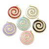 Rack Plating Brass Micro Pave Clear Cubic Zirconia with Enamel Charms KK-G515-18G-1