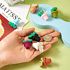 8Pcs 8 Colors Leaf Pot Food Grade Eco-Friendly Silicone Focal Beads SIL-TA0002-14-5
