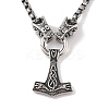 304 Stainless Steel Dragon Head Box Chain Viking Mjolnir Thor Hammer Pendant Necklaces for Men NJEW-K278-03AS-1