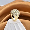 Rack Plating Brass Micro Pave Clear Cubic Zirconia Cuff Finger Rings for Women RJEW-M028-41G-4