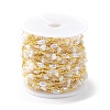 Brass Glass Bead Link Chains with ABS Imitation Pearl Beads CHS-P016-39G-04-4