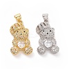 Brass Cubic Zirconia Pendants ZIRC-K089-12G-2