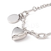 Non-Tarnish Heart & Flat Round Stainless Steel Charm Bracelet for Women STAS-P304-30P-2