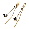 304 Stainless Steel Enamel Butterfly Tassel Hoop Earrings EJEW-G453-10G-4