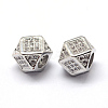 Rack Plating Brass Cubic Zirconia Beads LS-ZIRC-S029-02P-2