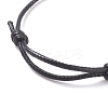 Natural Black Agate(Dyed & Heated) Disc Beaded Cord Bracelet BJEW-JB07686-03-4