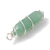 Natural Green Aventurine Double Terminal Pointed Pendants PALLOY-JF02673-02-4