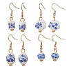 4 Pairs Handmade Printed Porcelain Dangle Earrings EJEW-JE06701-3