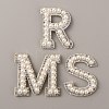 Letter.M/R/S Plastic Imitation Pearl Beaded Iron on Appliques for Wedding PATC-WH0005-03-1