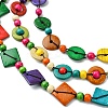 Dyed Natural Coconut Rhombus Beaded 3 Layer Necklaces NJEW-A007-02C-2