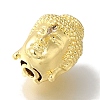 Buddha Head Rack Plating Brass Micro Pave Clear Cubic Zirconia Beads KK-U019-12G-2