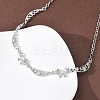Brass Pave Clear Cubic Zirconia Bowknot and Hollow Moon Link Chain Necklaces NJEW-D348-02P-3