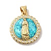 Rack Plating Brass Micro Pave Cubic Zirconia with Synthetic Opal Pendants KK-D088-13G-2