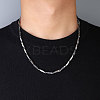201 Stainless Steel Rectangle Bar Link Chain Necklace NJEW-Q336-05B-P-2
